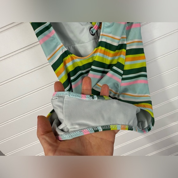 Aerie women’s one piece striped swimsuit with front tie lacing. Size XS - Picture 7 of 7